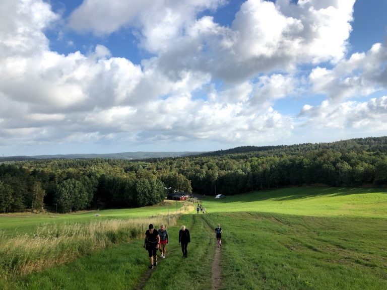 Trötta personer på Brudarebacken i Göteborg. sol, och bra väder